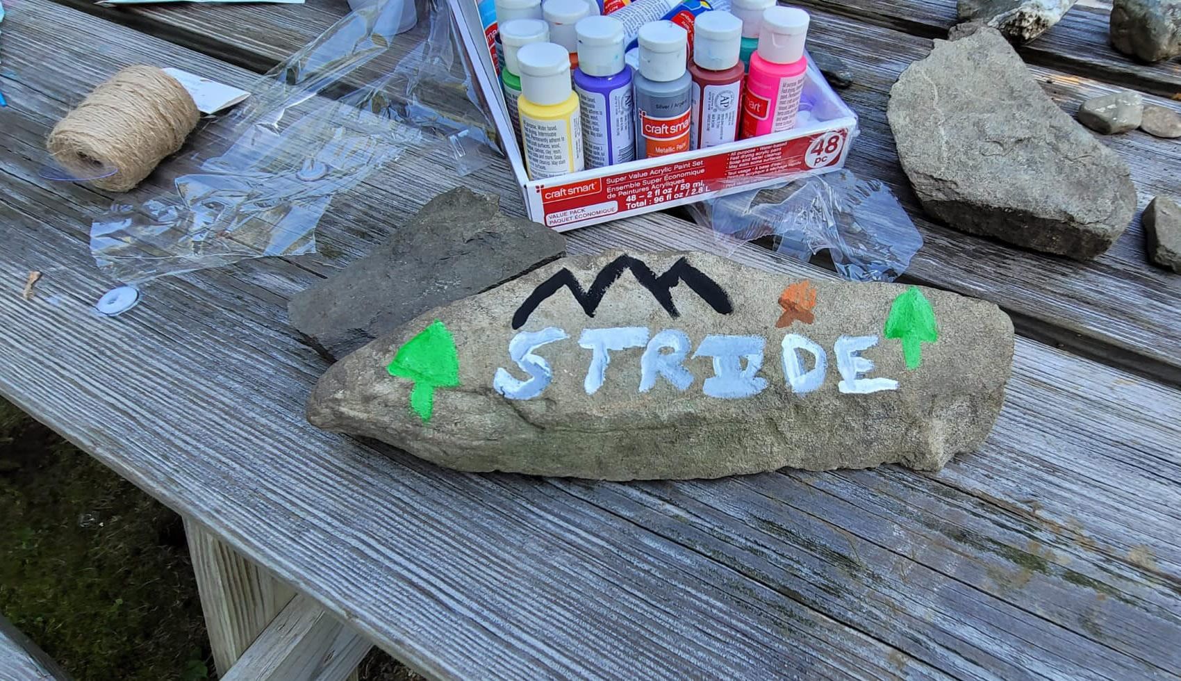 Rock painted with STRIDE
