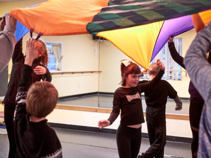 children with parachute