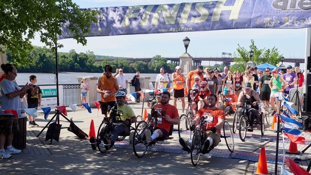 STRIDE Adaptive sports Bikes at finish line