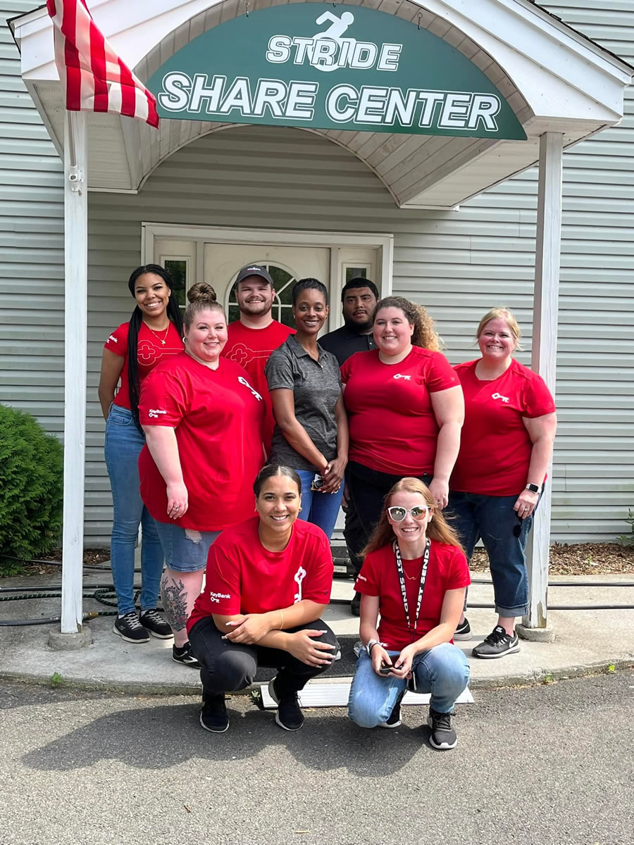 Staff outside the Share Center